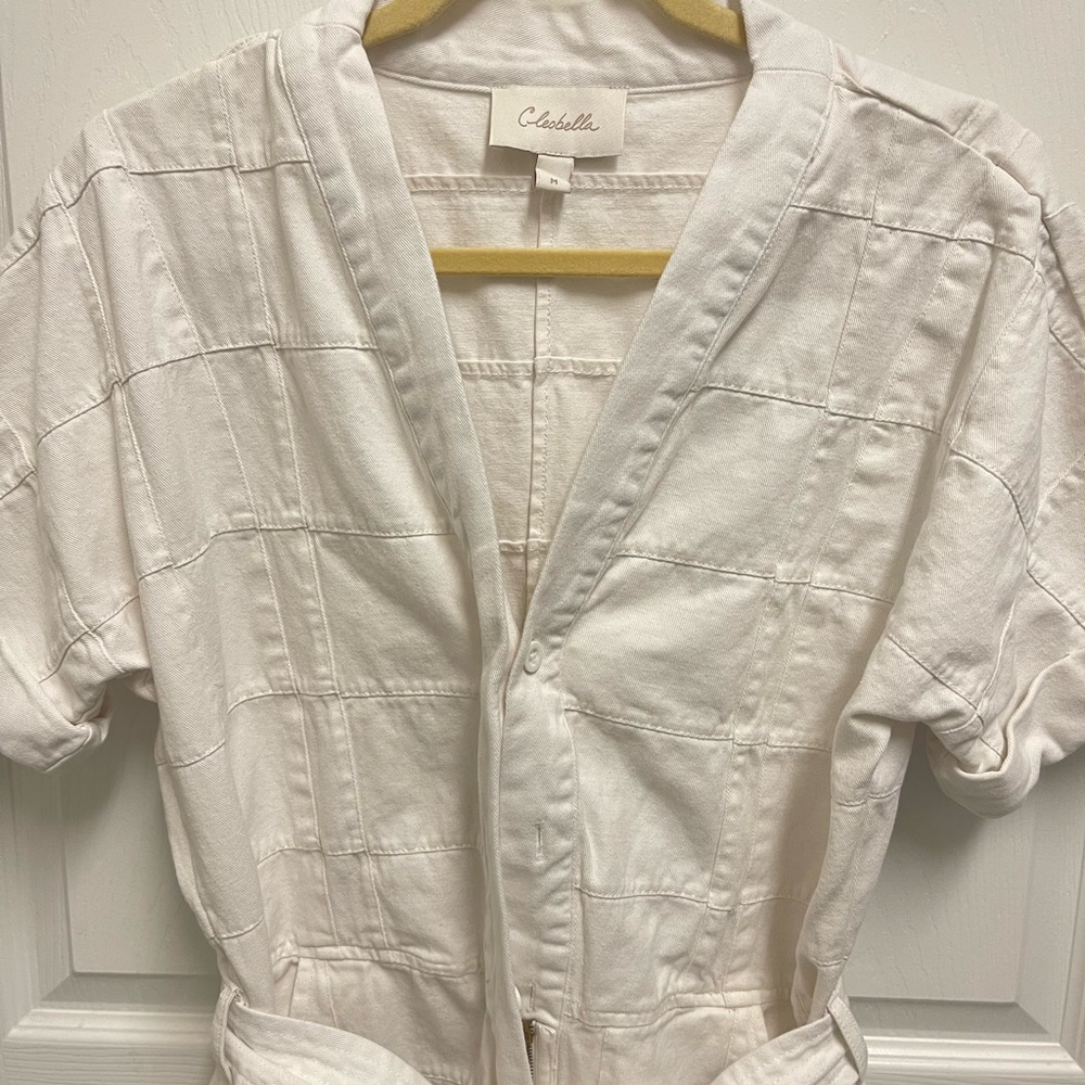 Cleobella White Denim Patchwork Romper - image 3